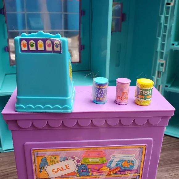 Vtg 1992 Littlest Pet Shop Store ~ Carry Case ~ Playsets Accessories ~ Birds Cat - Picture 4 of 12